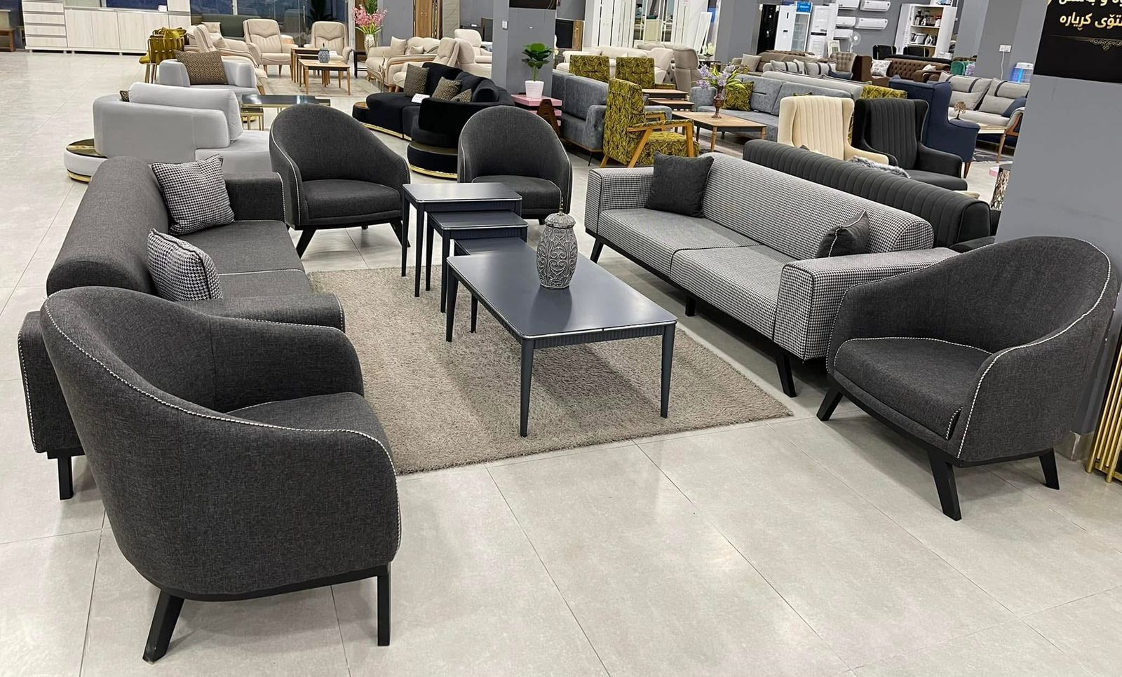 Houndstooth & Charcoal Sofa Suite